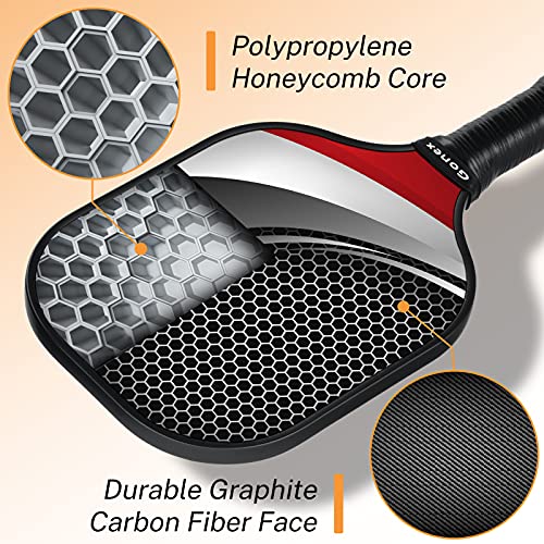 Gonex Pickleball Paddles Set, Graphite Pickleball Paddle Set and 4 Pickleball Balls, Pickleballs Rackets with Portable Bag for Man and Woman