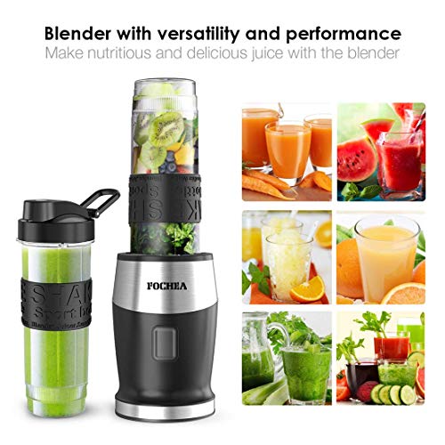 Smoothie Blender, Fochea 500W Personal Blender with BPA-Free Travel Bottles (2 * 20 oz) for Smoothies, Ice and Frozen Fruit