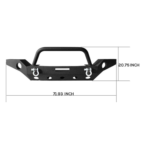 LEDKINGDOMUS Full Width Front Bumper for 07-18 Jeep Wrangler JK and JK Unlimited Rock Crawler With Fog Lights Hole, Winch Plate Black Textured