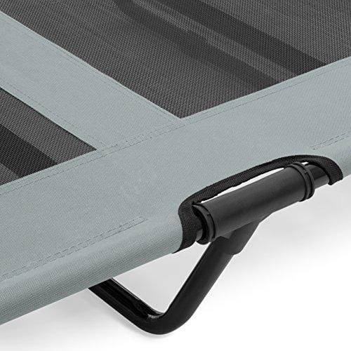 Best Choice Products 48in Outdoor Raised Mesh Cot Cooling Dog Pet Bed w/Removable Canopy, Travel Bag - Gray