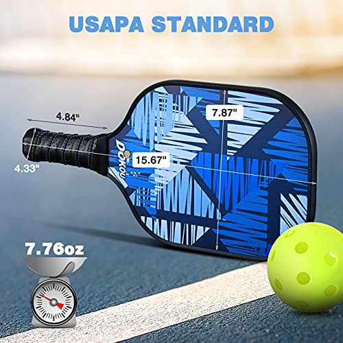 DOKOU Pickleball Paddles, Pickleball Paddle with Fiberglass Face and Polypropylene Honeycomb Core, Pickleball Paddle Set of 2 with 1 Bag and 4 Pickleballs
