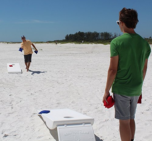 Driveway Games All Weather Cornhole Set. Regulation Corn Toss Boards & Bean Bags. Family Outdoor Lawn Yard Game, White