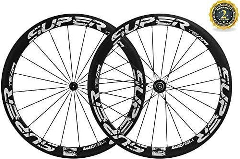 Superteam 50mm Clincher Wheelset 700c 23mm Width Cycling Racing Road Carbon Wheel Decal (White Decal)