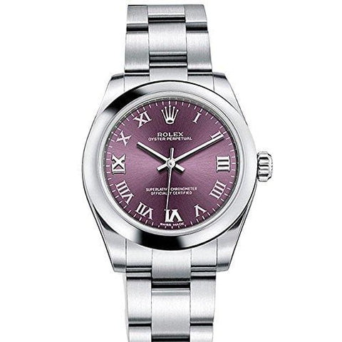 Rolex OYSTER PERPETUAL 31 Red Grape Roman Dial Steel Ladies Watch 177200