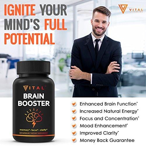 Brain Supplement Nootropics Booster - Enhance Focus, Boost Concentration, Improve Memory & Clarity For Men & Women, Ginkgo Biloba, DMAE, Mind Enhancement, IQ Neuro Energy, Vitamin B12, Bacopa Monnieri