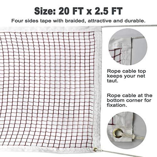 DOURR Badminton Tournament Net with Rope Cable (20 FT x 2.5 FT)