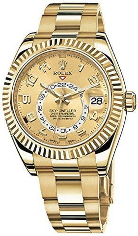 Rolex Sky Dweller Champagne Dial GMT 18kt Yellow Gold Mens Watch 326938CAO