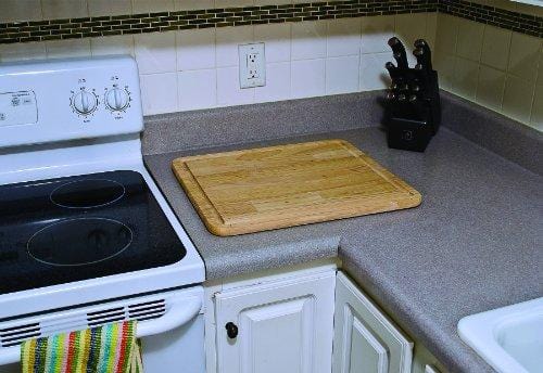 Camco Hardwood Cutting Board and Stove Topper With Non-Skid Backing, Includes Flexible Cutting Mat