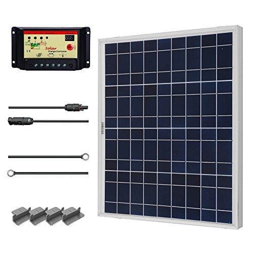 Renogy 50 Watts 12 Volts Polycrystalline Solar Starter Kit with 10Amp PWM Charge Controller,  Z brackets for RVs, Trailers, Boats, Sheds, and Cabins