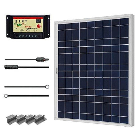 Renogy 50 Watts 12 Volts Polycrystalline Solar Starter Kit with 10Amp PWM Charge Controller,  Z brackets for RVs, Trailers, Boats, Sheds, and Cabins