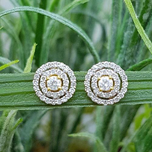 Dazzlingrock Collection 0.41 Carat (ctw) 14K Round Cut White Diamond Ladies Halo Style Stud Earrings, Yellow Gold