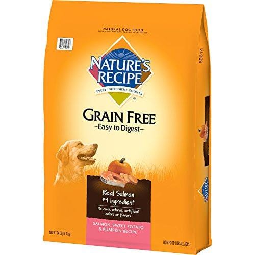 Nature's Recipe Grain Free Easy To Digest Dry Dog Food, Salmon, Sweet Potato & Pumpkin Recipe, 24 lb