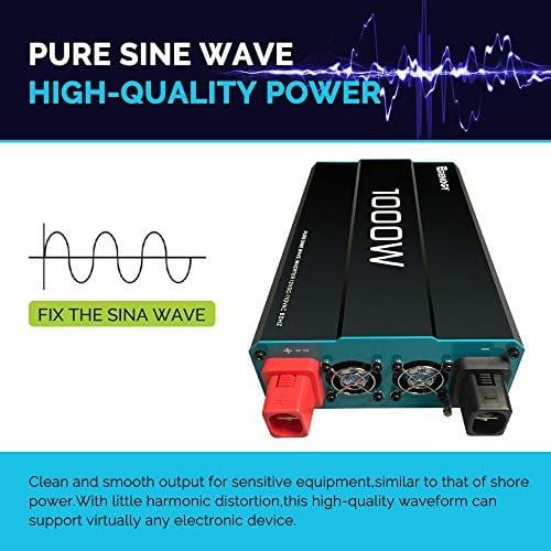 Renogy 1000W 12V Pure Sine Wave Off Grid Solar Home use Solar Inverter 1000 Watt Power Battery Converter