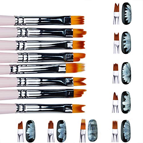 8 Pcs Nail Brush Pen Gradient Acrylic Painting Brush Set UV Gel Flower Drawing Pen Purple Handle Manicure Nail Art Polish Pen Tool