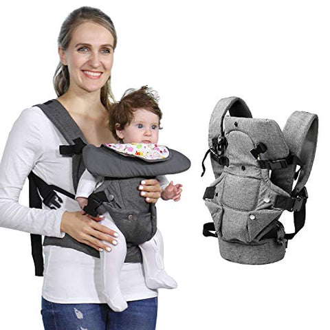 Baby Soft Carrier, 4-in-1 Ergonomic Convertible Carrier with Adjustable Straps and Breathable Mesh (Grey)
