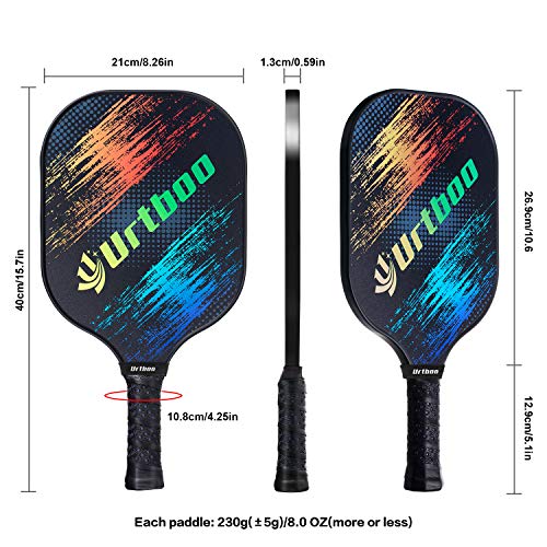 Urtboo Pickleball Paddle Rackets,USAPA Approved Graphite Carbon Fiber face Pickleball Paddles Sets,Full Pickleball for Beginner