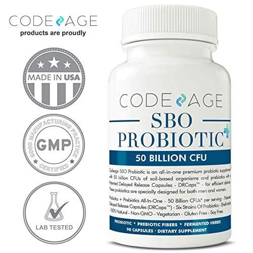 SBO Probiotics + Prebiotics Supplement, 90 Capsules - 50 Billion CFUs per Serving, Soil-Based Organisms - Patented Delay Release, Shelf Stable Probiotic Supplement - Probiotics for Women & Men
