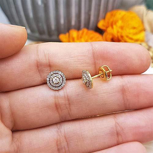 Dazzlingrock Collection 0.41 Carat (ctw) 14K Round Cut White Diamond Ladies Halo Style Stud Earrings, Yellow Gold