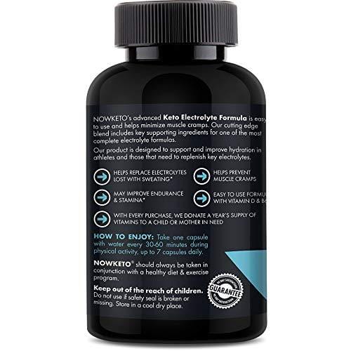 Keto Plus Electrolytes Replacement Tablets for Fast Hydration | Magnesium, Potassium, Sodium, Calcium, Vitamin D, Vitamin B | Keto Diet Friendly | 90 Vegetarian Capsules