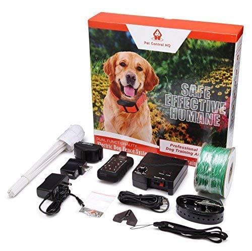 Wireless Combo Electric Dog Fence System with Remote Dog Training Collar by PetControlHQ, Safe Dog Containment, Waterproof, Rechargeable Dog Shock Collar & Fence That’s Invisible (1 Collar w Remote)