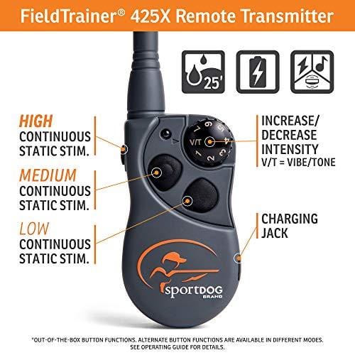 SportDOG Brand SD-425X 425 Family Remote Trainers - Including New X-Series - Waterproof, Rechargeable Dog Training Collars with Shock, Vibrate, and Tone - 500 Yard Range