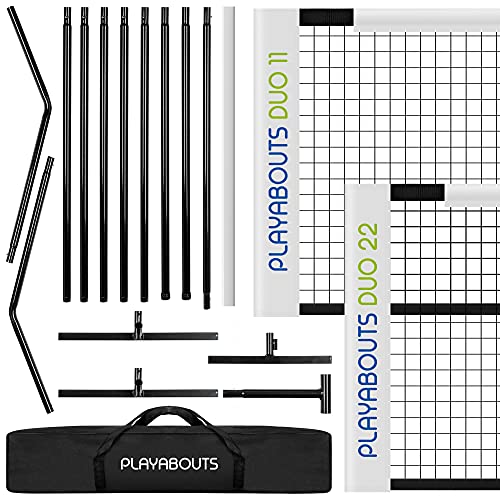 Portable Pickleball Net System – Two Net Options – 22 Foot Regulation Size, or 11 Foot Half Size for Driveway or Backyard – Great for Practice or Family Games – Indoor/Outdoor – Sturdy Carry Bag