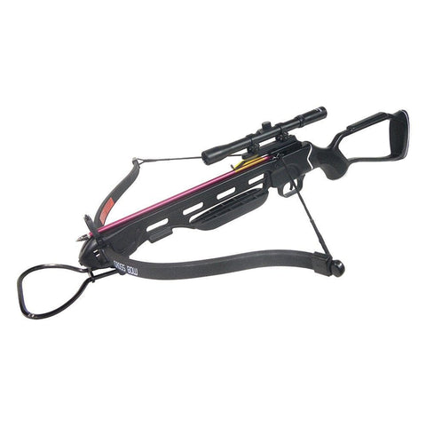 150 lb Black Hunting Crossbow Aluminum Stock +4x20 Scope + 7 Bolts/Arrows + Rope Cocking Device 180 175 80