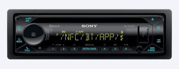 Sony MEX-N5300BT Built-in Dual Bluetooth Voice Command CD/MP3 AM/FM Radio Front USB AUX Pandora Spotify iHeartRadio iPod / iPhone Siri and Android Controls Car Stereo Receiver with ALPHASONIK EARBUDS