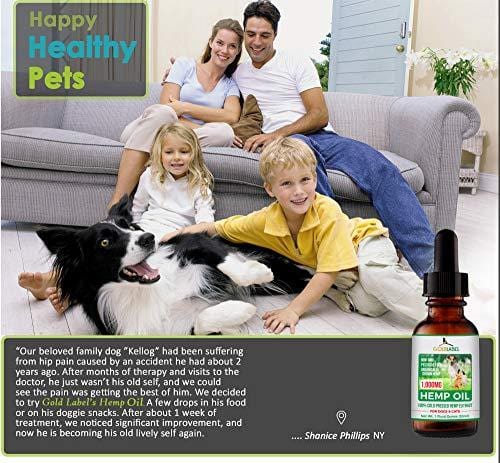 Gold Label Hemp Seed Oil for Dogs and Cats, 1000mg – Anxiety Relief & Joint Health, All Natural Anti-Inflammatory for Pain & Discomfort, Omega 3, 6, 9, Food Grade Supplement | USA Made, 1Fl Oz