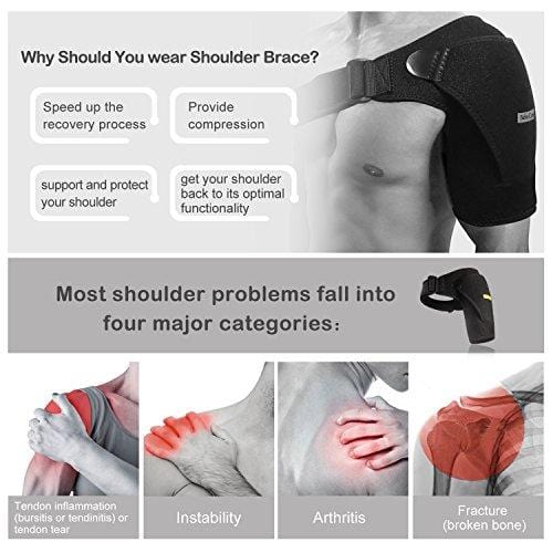 Babo Care Shoulder Stability Brace with Pressure Pad Light and Breathable Neoprene Shoulder Support for Rotator Cuff, Dislocated AC Joint, Labrum Tear, Shoulder Pain, Shoulder Compression Sleeve