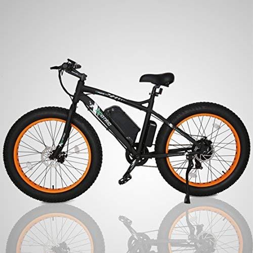 ECOTRIC Fat Tire Electric Bike Beach Snow Bicycle 26" 4.0 inch Fat Tire ebike 500W 36V/12AH Electric Mountain Bicycle with Shimano 7 Speeds Lithium Battery Black/Orange/Blue (Orange)