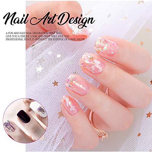 Teenitor 12 box Holographic Nail Sequin, Mixed Paillettes for Acrylic Gel PolishTips, Nail Sparkle Glitter Sheets Nail Art Craft Decoration