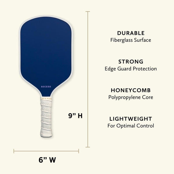 Recess Pickleball Starter Set of Premium Pickleball Paddles and Four (4) Pickle Balls - Lightweight, Honeycomb Core & Comfort Grip Handles - Perfect for Beginners