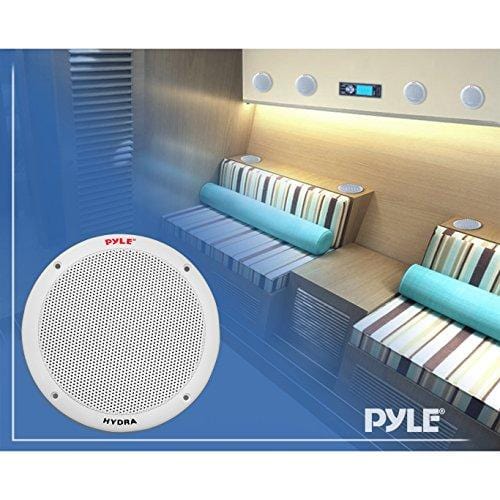 6.5 Inch Dual Marine Speakers - 2 Way Waterproof and Weather Resistant Outdoor Audio Stereo Sound System with 400 Watt Power, Polypropylene Cone and Butyl Rubber Surround - 1 Pair - PLMR605W (White)