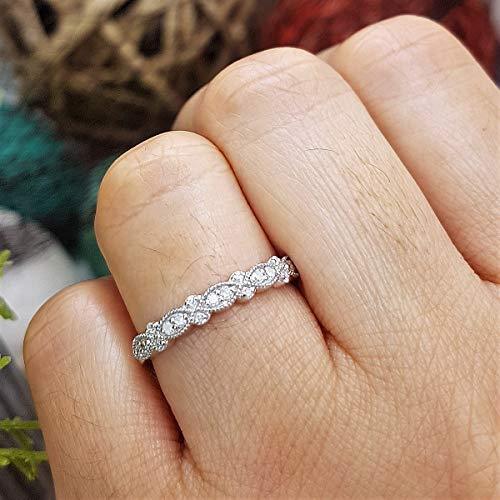 Dazzlingrock Collection 0.15 Carat (ctw) Sterling Silver Round White Diamond Ladies Anniversary Wedding Band, Size 8