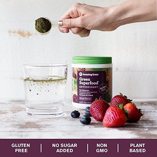 Amazing Grass Green Superfood Antioxidant Organic Powder with Elderberry, Wheatgrass, and 7 Super Greens, Flavor: Sweet Berry,  100 Servings