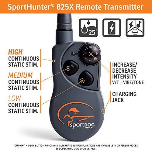 SportDOG Brand SD-825X SportHunter 825X Remote Trainer - Rechargeable Dog Training Collar with Shock, Vibrate, and Tone - 1/2 Mile Range, gray, Â½ Mile Range - 3 Dog Expandability