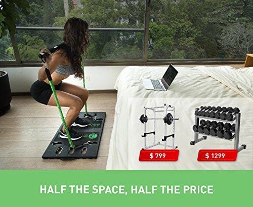 BodyBoss Home Gym 2.0 - Full Portable Gym Home Workout Package, Includes 1 Set of Resistance Bands (2) - Collapsible Resistance Bar, 2 Handles + More - Full Body Workouts for Home, Travel or Outside