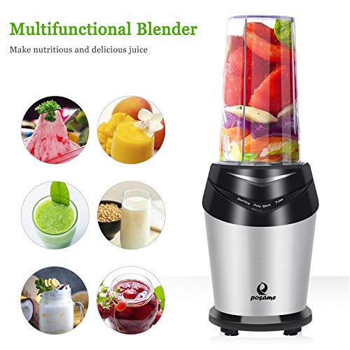 Blender 800W Smoothie Blender Mini High-Speed Personal Blender/Mixer Bullet Blender for Shakes and Smoothies Juices Nuts Coffee Bean Baby Food with 3pcs BPA-Free Portable Travel Blender Bottles in Silver