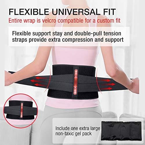 Ice Pack for Lower Back Pain Relief - Hot Cold Back Brace - for Lumbar, Waist, Abdomen, Hip Back Injuries - Relieve Sciatica, Coccyx, Scoliosis Herniated Disc - Back Support Belt for Men Women ARRIS