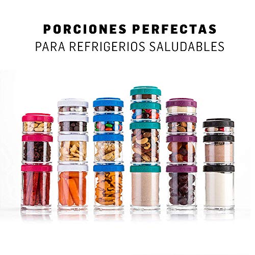 BlenderBottle GoStak Twist n' Lock Storage Jars, 4-Piece Starter Pak, Black