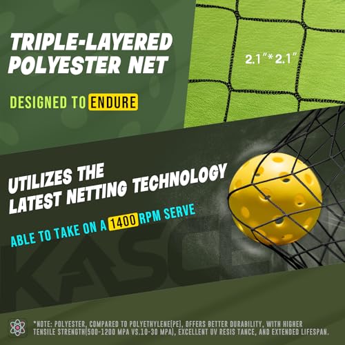 Kascen Pickleball Net - 22 FT Regulation Size Portable Pickleball Net, Pickle Ball Net with Exclusive Ball Holder, 4 Pickleballs & Carry Bag, Pickle Ball Net for Outdoor Indoor Driveway Backyard Black