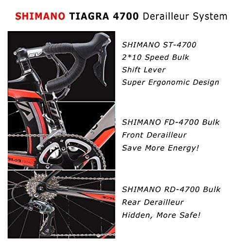 SAVADECK 700C Road Bike T800 Carbon Fiber Frame/Fork/Seat Post with Shimano TIAGRA 4700 20 Speed Derailleur System and Kenda 23C Tire (Blue,52cm)