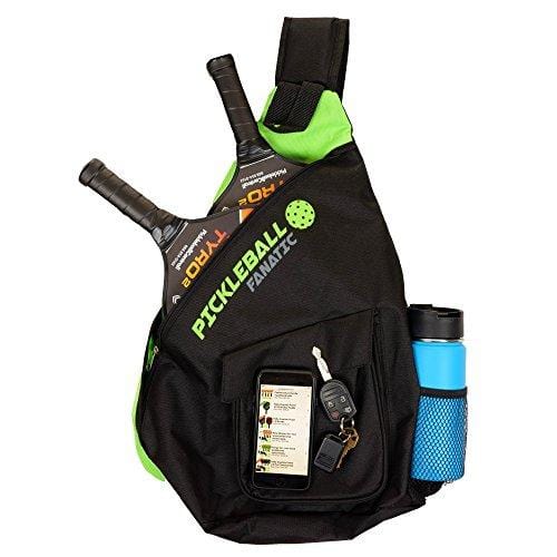 Pickleball Fanatic Sling Bag with Pockets for Paddles, Balls, Gear, and Water Bottle (Gray/Black)