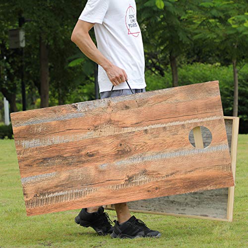 OOFIT Solid Wood Premium Official Cornhole Game Set with Fashionable, Durable Printed Surface and Underneath, Portable Regulation Cornhole Bean Bag Toss Game