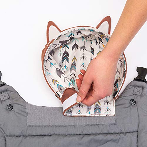 Infantino Cuddle Up Ergonomic Carrier, Face-in Front Carry & Back Carry with Removable Character Canopy Hood - Fox