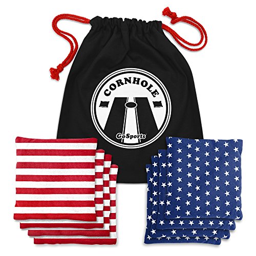 GoSports CH-BAGS-8-AMERICA Official Regulation Cornhole Bean Bags Set (8 All Weather Bags) - Red/Blue & American