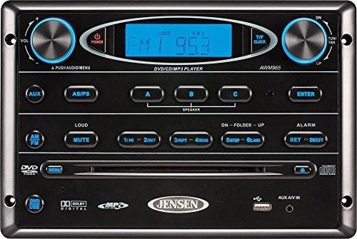 Jensen AWM965 AM/FM|CD|DVD|MP3/USB Wallmount Stereo with DVD Player, Front USB Supports MP3, WMA, JPEG Formats, Remote Control Included, 12 Volt