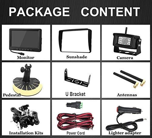 Emmako FHD 1080P Digital Wireless Backup Camera With 7'' DVR Monitor Support Split/Quard Screen  For Trailers,RV,5th Wheels High-Speed Observation System Adjustable Rear/Front View, Guide Lines ON/Off