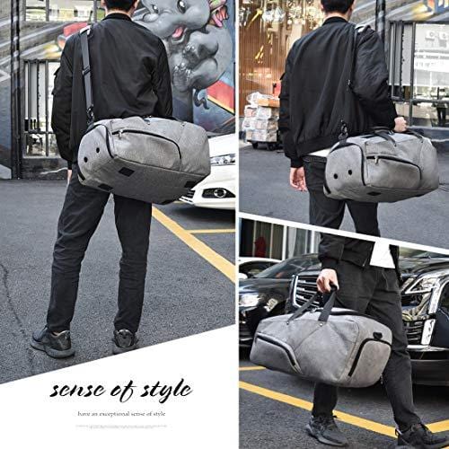 Gym Bag Sports Duffle Bag with Shoes Compartment Waterproof Large Travel Duffel Bags Weekender Overnight Bag for Men Women 45L Grey